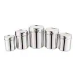 BOXY HOME Stainless Steel Lid Regular Deep Canister (Set Of 5) (Silver) (REG-UD-ML-812)