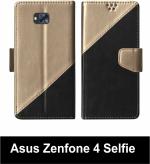 Sbms Asus Zenfone 4 Selfie Black Artificial Leather Shock Proof Flip Cover