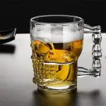 Tap2kaart 540 ml Skull Beer Mug with Handle Glass, Steins, Freezable Beer Glasses,Everyday Drinking Glasses, Cocktail Glasses (Clear)