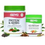 OZiva Protein & Herbs, Women, (with Ayurvedic Herbs & Multivitamins for Improving Metabolism & OZiva Plant Based Apple Cider Vinegar Matcha (Apple Cider Vinegar with Matcha Tea) for Weight Management (Combo Pack)