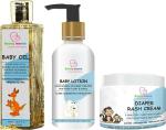Being mama Multicolor Natural Baby Oil 200 ml Diaper Rash Cream 100 gm Baby Body Lotion 200 ml - Pack Of 3