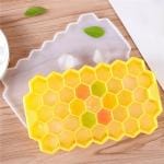 KitchenFest Eco-friendly Honeycomb Shape 37 Holes Silicone Ice Cube Tray With Cover.(Yellow)