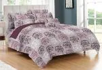 Blunt Orchid Cotton Queen Fleur De Lis Print Bedsheet With 2 Pillow Covers