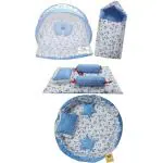 Fareto moon Blue Combo of Baby Bedding Set With Net and Carry Bag ,0-6 m 4 Pcs