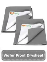 OYO BABY New born baby dry sheet Quick Dry Waterproof Baby Bed Protector Pack of 2 Drysheet (Large 140 x 100 cm) Grey