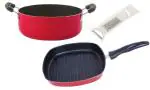 Nirlon 3 pcs of Red Non-stick PFOA Free Kitchen Utensils Combo Set with Bakelite Handle