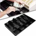 VAGHASIYA ENTERPRISE 5 Slot Cash Register Tray Cash Box Cash Box with Money Tray, Money Box with Tray, Cashier Drawer Box with Coin Slot, Cash Box with 5 Bills Cash Money Storage Box ABS Cash Tray, 4 Cash/Bills and 3 Coin Compartment Cash Drawer Safe Box
