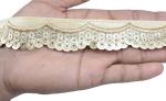 Craftlove Gold Fabric Shimmering Lace Border Sequence 9 Mtr Width 3.5 Cm