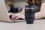 Leadder Kitchenware Plastic Camera Lens Coffee Mug With Lid, 350ml (Black)