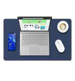 Aropana Vegan Leather Desk Pad, Mouse Pad, Office Desk Mat, Desk Blotter, Laptop Protector Desk Pad, Waterproof Desk Writing Pad Edge-stitched 2022 Upgraded version (Navy Blue/ Yellow, 23.6