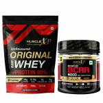 MuscleXP Raw Whey Combo | Raw Whey Pouch 1Kg + BCAA Orange 400g