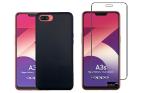 Shagya Oppo A3S Black Tpu Protective Sleek Back Cover Case With Tempered Glass (Set Of 2)