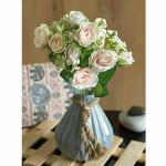 SATYAM KRAFT 1 Pcs Artificial Small Rose Peony Flower Bunch, Stick For Gifting, Home, Bedroom, Garden, Balcony, Office Corner, Living Room, Restaurant Centerpieces, Diwali Decoration and Craft (Peach, 1 Bunch)