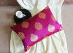 Raffinee Cotton Polyster Blend Mughal Cushion Cover Standard Purple