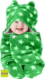 Pandaoriginals Star Dark Green Cotton Bath Towel for Baby Boys and Girls (30 x 35 inch)