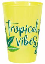 Tiki Times Tropical Leaves Plastic Cups 454ml Pack of 6 for Luau/Hawaiian Theme Parties