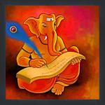 ELL DECOR Lord Ganesha Canvas 12 inch x 12 inch Painting (With Frame)