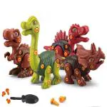 Ktrs Enterprise 4-In-1 Stem Take Apart Dinosaur Toys For Boys 3 4 5 6 7 8 Year Old,Construction Building Playset Kit Dinosaur Toys Set With Plastic Screw Driver