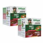 Dailyum Jain Instant Assorted Soup|Tomato and Manchow Soup| 8 Single Serve Sachets,4 Each | Just Boil-Stir-Sip | 12g Each Sip-A-Soup| Natural | No MSG | Pack of 2 Box