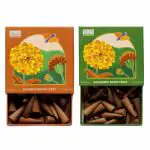 HELP US GREEN Natural Incense Fragrance Cinnamon and Nagchampa Dhoop Cones with Holder (80 pcs) | Havan for Pooja, Home & Festivals I Natural Guggal/Loban Original |Pack of 2 (40 Cones/pack)