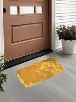 FABINALIV Mustard Solid Polyester Door Mat (60X40 cm)