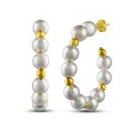 Gem O Sparkle Hand crafted 925 Sterling Silver Unique And Stylish Round Bull Drill With Pearl Silver Earring Girl's & Women's