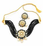 Bella Store Black Brass Handmade Kundan Golden Chokar Necklace with Shining Beads for Women