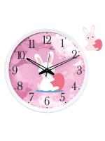 Random 12-Inch Cute Rabbit Wall Clock with 1 Rabbit Shape Plaque (Quartz Movement, White Frame)