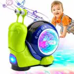 JAPSI Musical Crawling Snail Baby Toy Walking Snail Toy for Babies Bump N Go Dancing 3D Lights and Sound Toys for Kids (Pack of 1) Random Color Dispatch