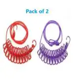 QinPin Clothes Hanging 2 Hook Drying Rope 12 Clips Portable Outdoor Travel Retractable (Pack of 2)