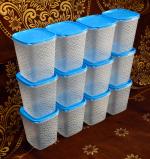 Loknath 2 Liter Kitchen Storage Boxes set of 12 - 2000 ml Plastic Utility Container (Pack of 12, Blue)