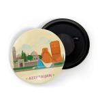 Dhcrafts Yellow Metal Azerbaijan Printed Fridge Magnet, 5.8 Cm