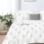 Jaipur Weaves Bedsheet Double Bed - 100% Pure Cotton Bed Sheet with 2 Pillow Covers, Super Soft Bedsheets Set, 90 x 100 Inches / 7.5ft x 8.3ft (White, Red Striped)