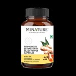 MINATURE Natural Turemeric 5% Extract With Black Pepper| Health & Digestion Supplements|120Capsules