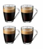 VIKIJO 6 PCS Crystal Clear Toughened Glass Coffee Mug with Convenient Solid Handle Mug Set for Tea, Coffee, Beer, Hot/Cold Drinks, Espresso, Cappuccino