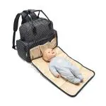 Babymoon Black 5 In 1 Polka Dotes Waterproof Diaper Bag Backpack