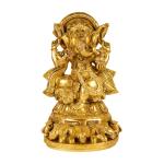 ARTVARKO Brass Ganesh Bhagwan Idol Sitting on Elephant Singhasan Mooshak Statue - 12 inch Big