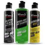 Wavex Wash Wax Car Shampoo, Carnauba Wax Car Body Polish and Silicone Glaze (Complete Kit)