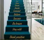 CVANU Letters Wall Decor Stickers Stair Decals Quotes (Yellow) Stairway Decals for Stair Decor