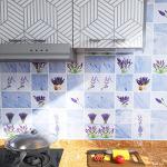 Jaamso Royals Multicolor Vinyl Flower Tile Design Self Adhesive Kitchen Wallpaper 100X60 cm( 100 CM X 60 CM )