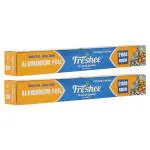 Freshee Pack of 2 x 7 Meter Aluminium Silver Foil Roll, 21000sqcm 11 Micron Thick Disposable Foil Paper for Kitchen Food Wrapping, Parcel