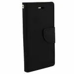 Fastship Imported Canvas Cloth Smooth Flip Cover for Lenovo K53a48 / K6Note | Wallet Back Cover Case Stylish Mercury Magnetic Closure - Black