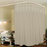 Hospital Partition Curtains, Clinic Curtains Size 10 Width x 7 Feet Height, Channel Curtains with Net Fabric Hole Design, 100% Polyester Cubicle Curtain 20 Rustfree Metal Eyelets and 20 Plastic Hook C-rings, Cream, Box Design (120x84 Inches, Pack of 1)