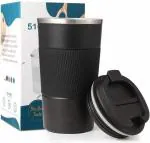 S Satisfyshop Insulated Coffee Mug with Lid and Sleeve (510ml) | Double Wall Insulated Stainless Steel Mug for Coffee & Tea | Hot and Cold Tumbler | Coffee Mug with Lid for Home & Office