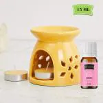 DIVASENSE Ceramic Yellow Aroma Essential Oil Burner/Aromatherapy Diffuser/Tealight Candle Holder