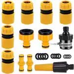 Hasthip Yellow Hose Pipe Connectors With Garden Nozzle (Pack Of 12)