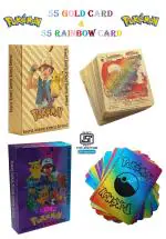 MOONZA Waterproof 110 Pcs Pokemon TCG 55 Gold Cards & 55 Rainbow Playing Cards For Kids
