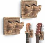 COSY TOSSY 1 pcs Guitar Wall Hanger, Guitar Wall Mount Guitar Holder Ukulele Hanger Bracket Wood Hanging Holder for Acoustic Guitar Bass Banjo Mandolin Brown