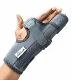 WITSOUL Boxer Finger Splint - Supports Pinky, Ring, Middle Metacarpals and Knuckles - Right or Left Both Hand Adjustable Brace (COLOR GREY) (M)