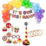 Festiko Set of 37 Pcs It's Our First Rakhi Combo (Banner, Balloons, Photobooth Props, Hoopy Loopy Set Toy Spider), Raksha Bandhan Decoration Combo